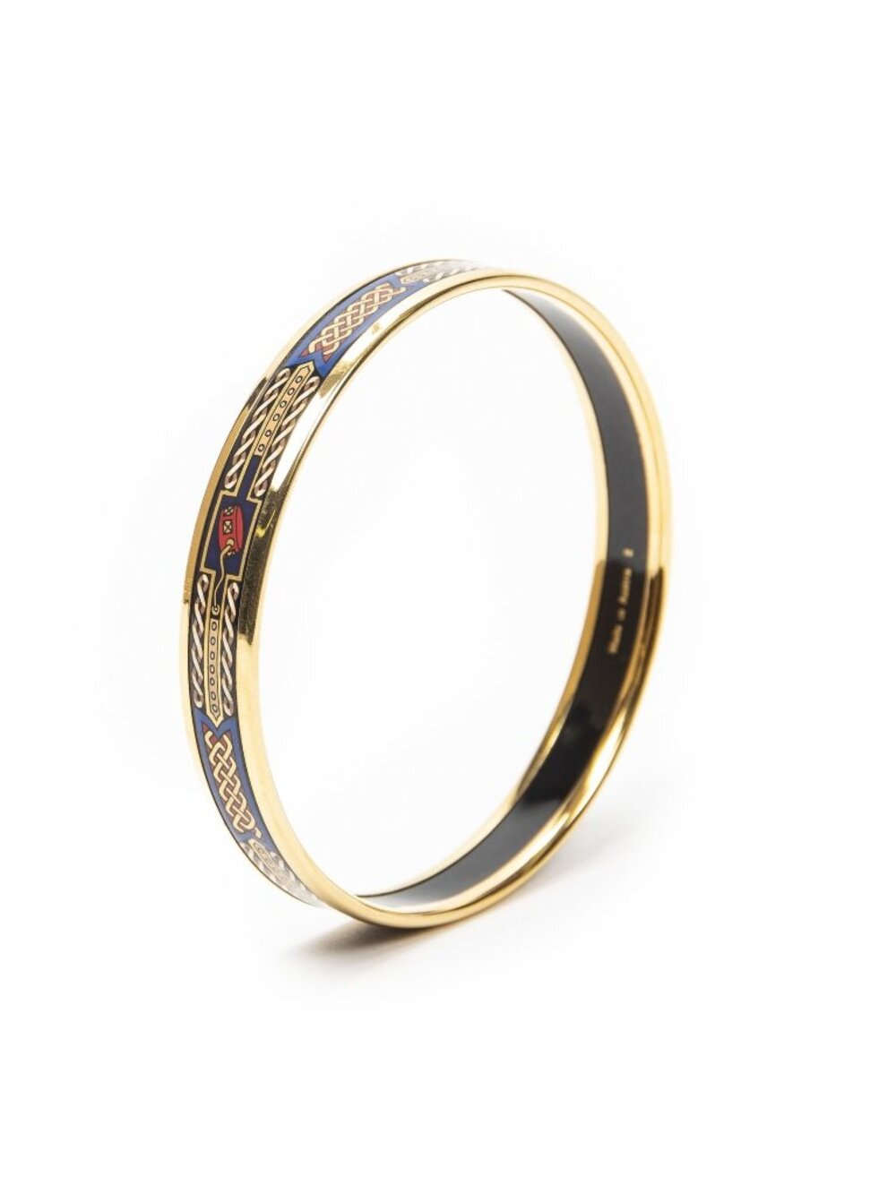 Hermes Enamel Bangle Blue Plating Bracelet